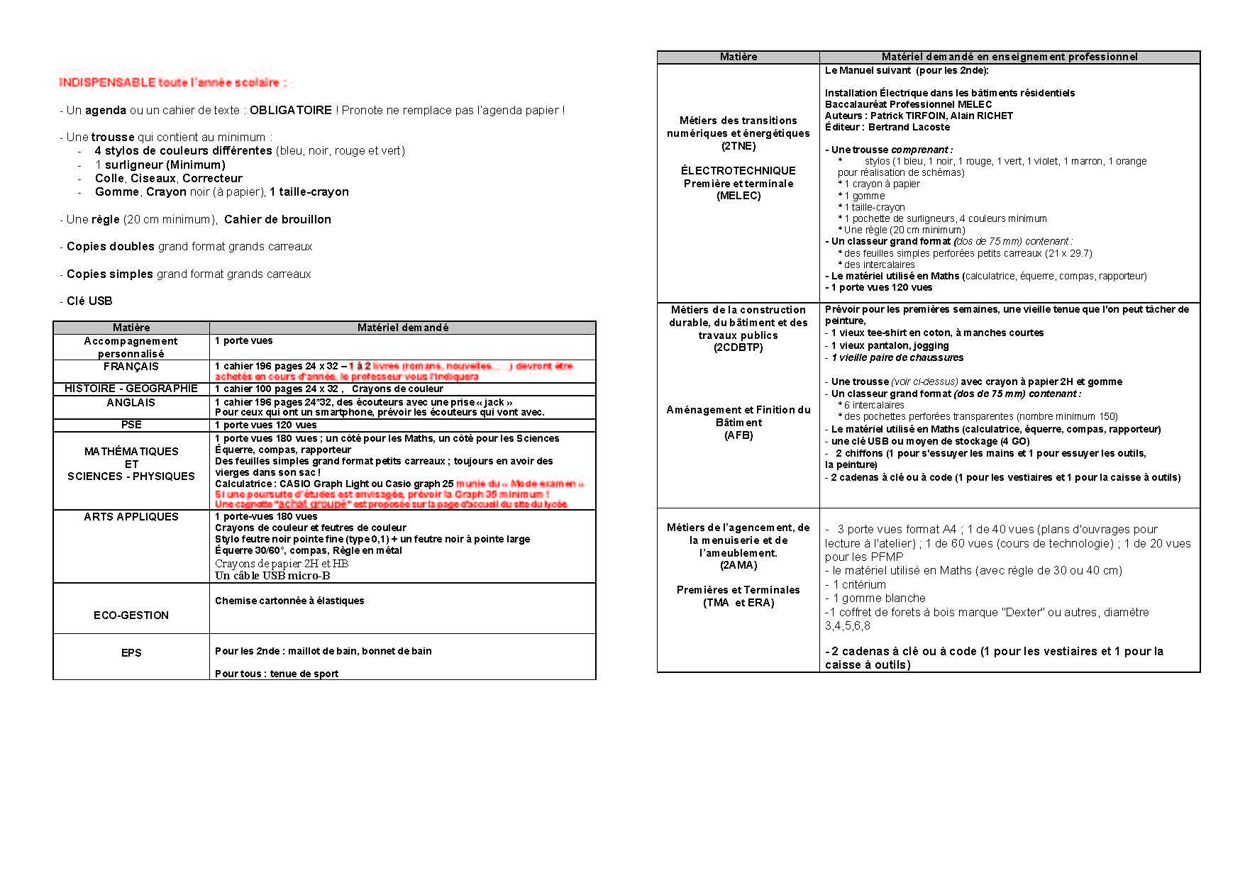 fiche matériel BacPro 2025 2026 mod v2